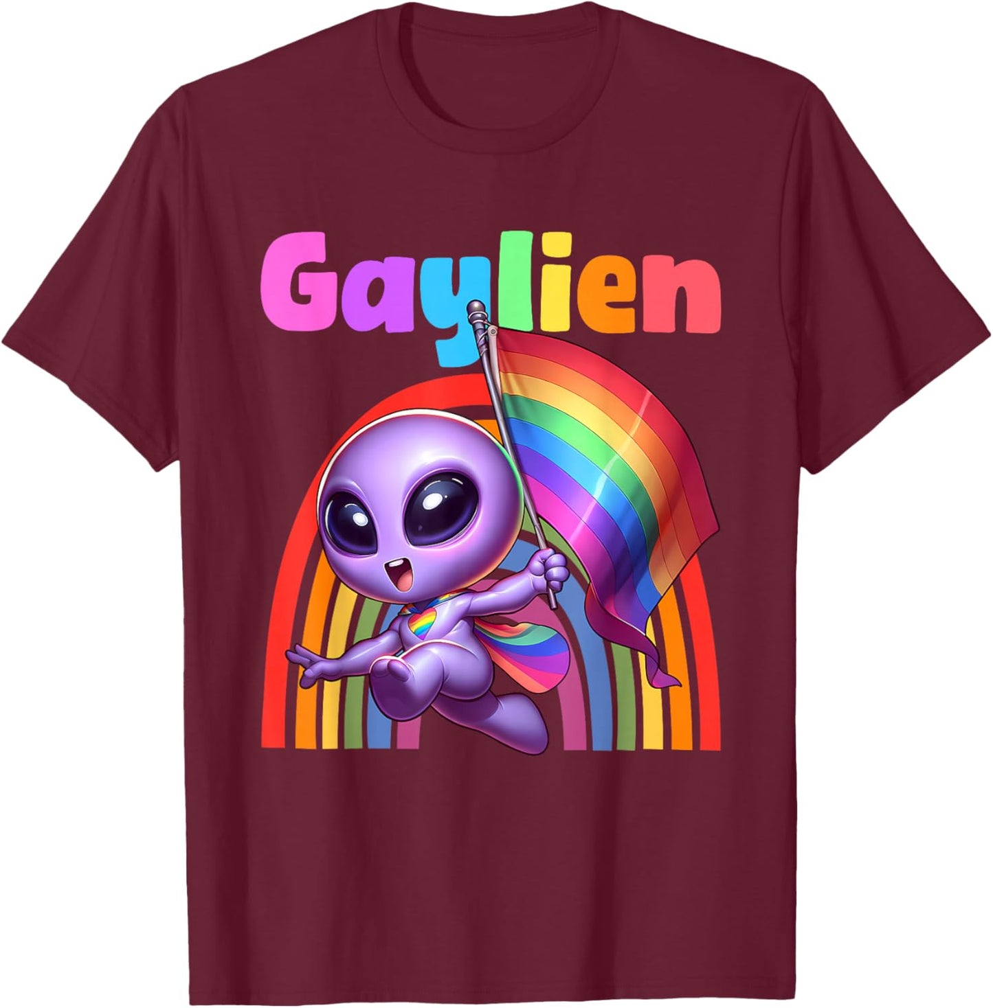 Gaylien Gay Alien Pride LGBTQ T-Shirt - T-Shirt | Maroon
