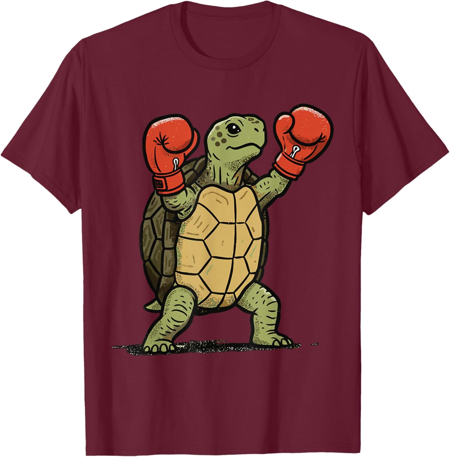 Boxing Turtle Shirt Fighter Funny Animal Graphic Boxer Men T-Shirt - T-Shirt | Maroon