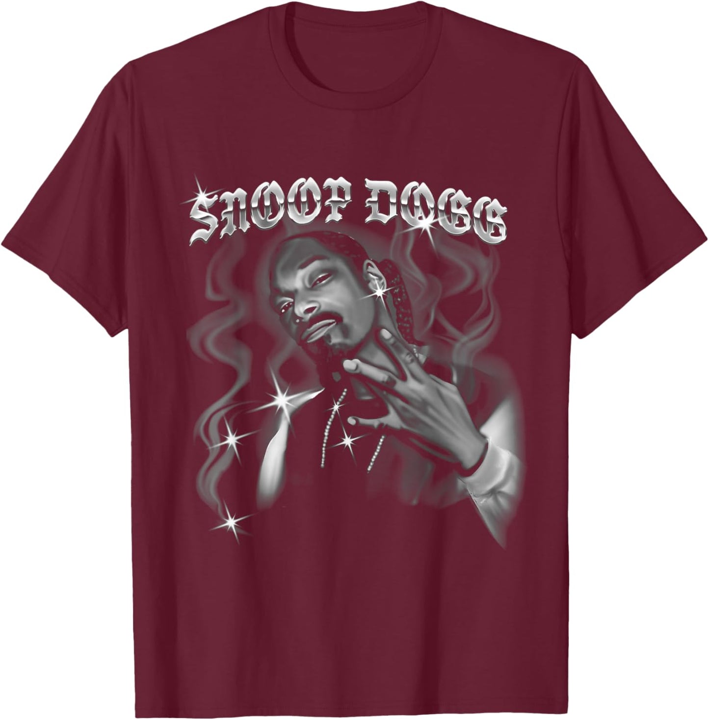 Official Snoop Dogg Airbrush Photo T-Shirt - T-Shirt | Maroon