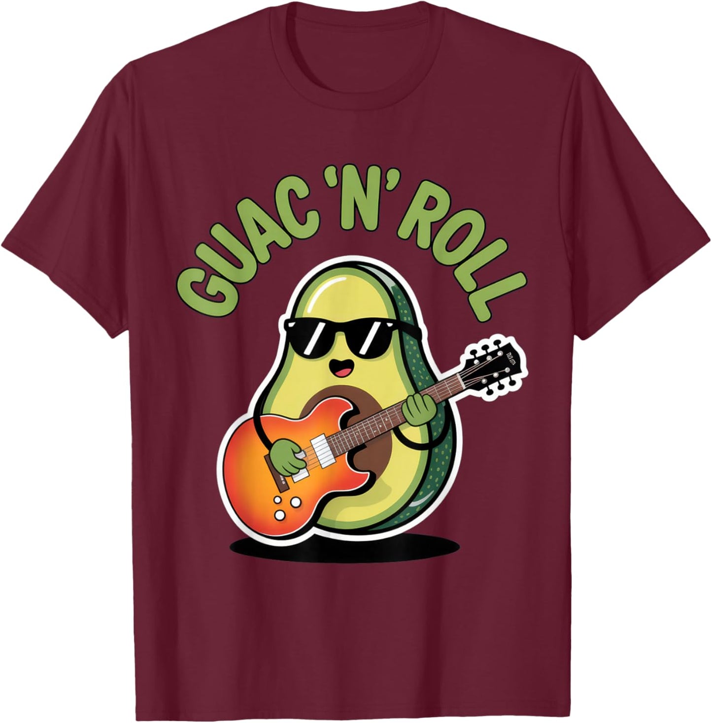 Guac 'N' Roll Avocado Enthusiast Fun Vibes Summer Party T-Shirt - T-Shirt | Maroon