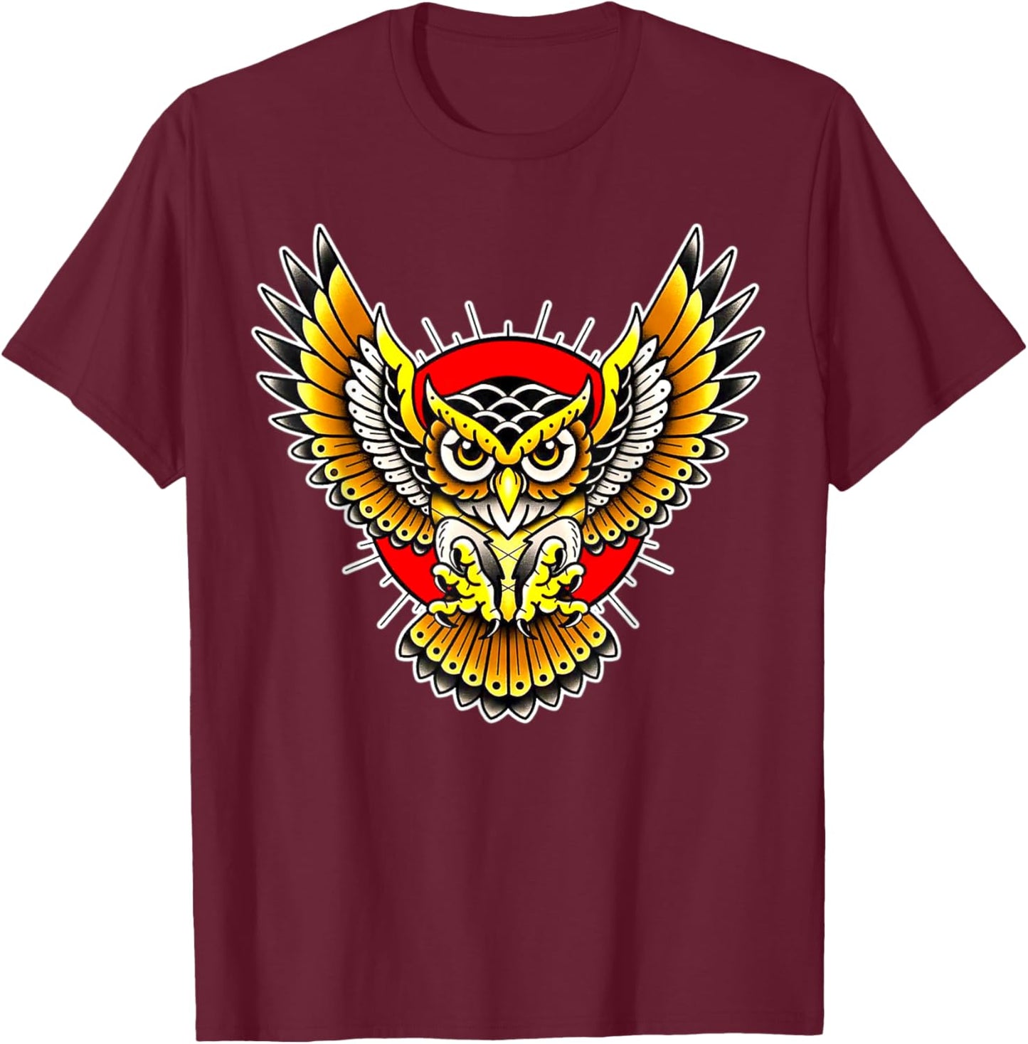 Owl Flying T-Shirt - T-Shirt | Maroon
