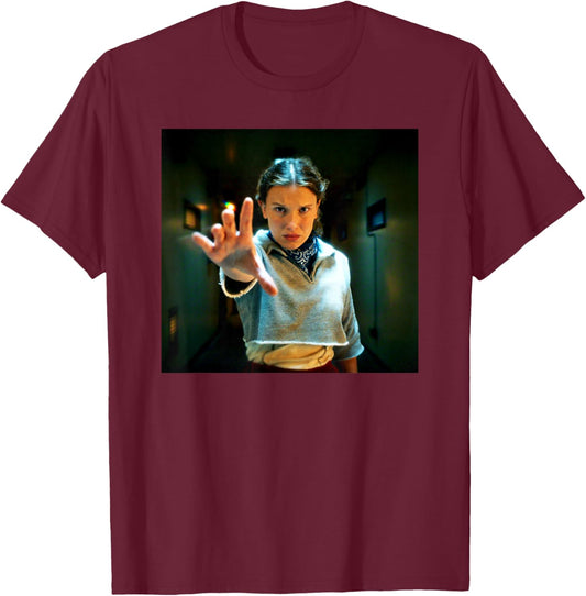 Stranger Things Season 5 Eleven Reaching Using Her Powers T-Shirt - T-Shirt | Maroon
