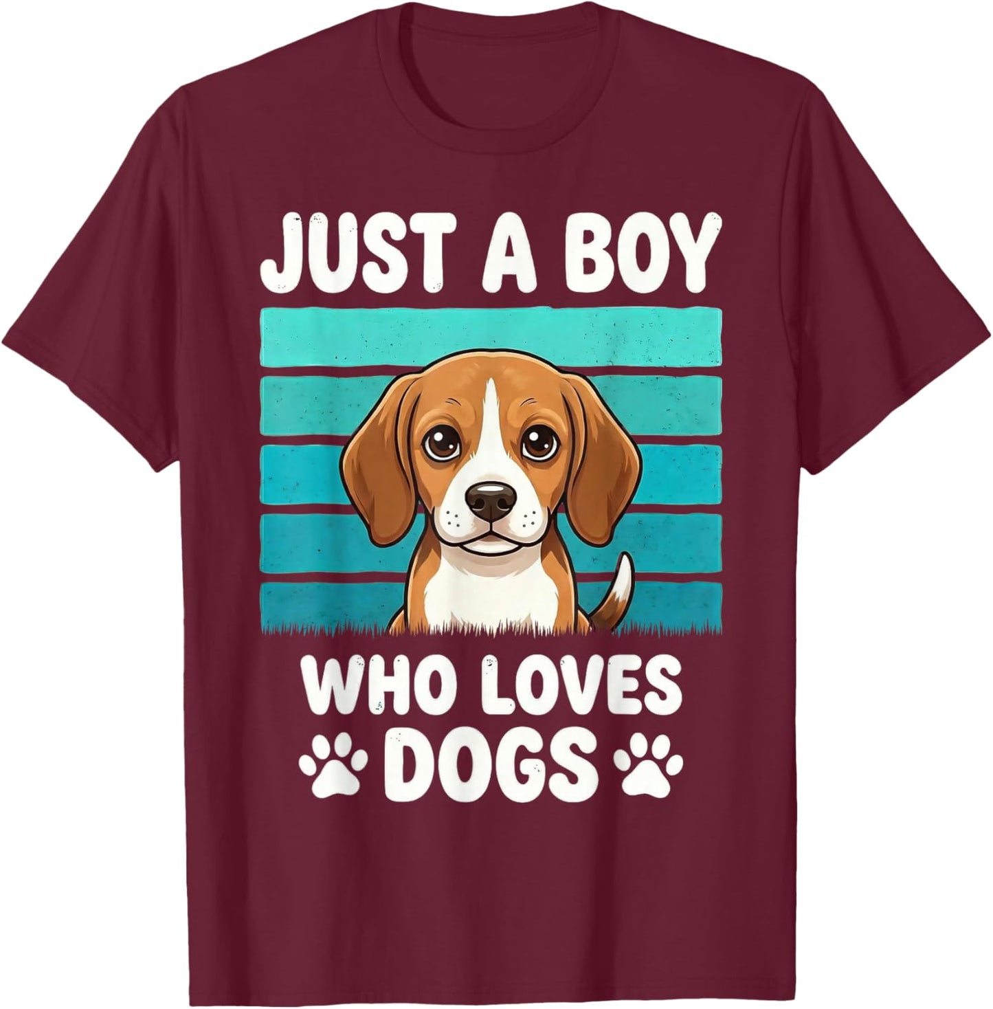 Just a Boy Who Loves Dogs Funny Dog Lover Kids Boys T-Shirt - T-Shirt | Maroon