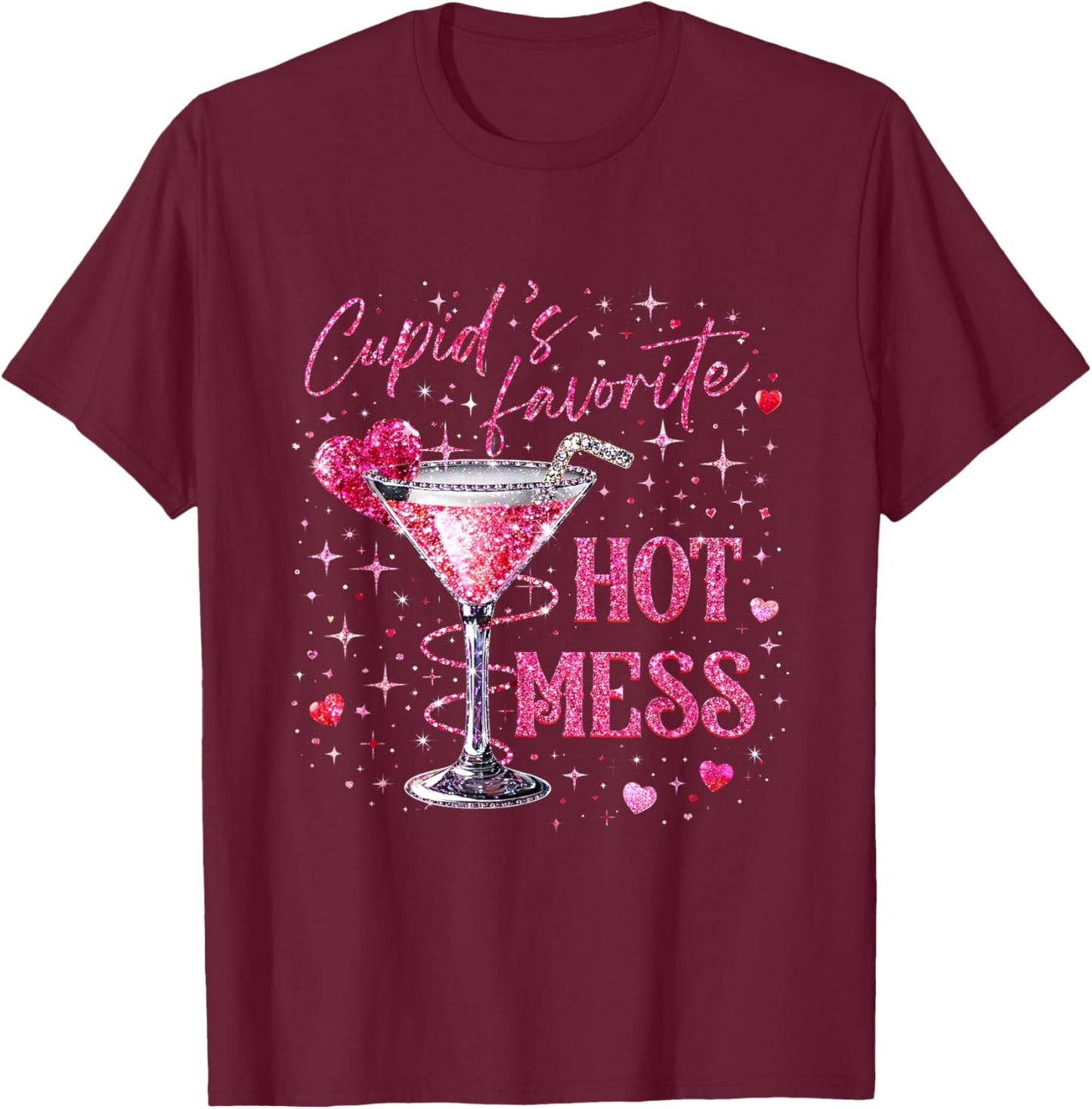 Even Cupid Need A Margarita Retro Trendy Valentine Funny T-Shirt - T-Shirt | Maroon