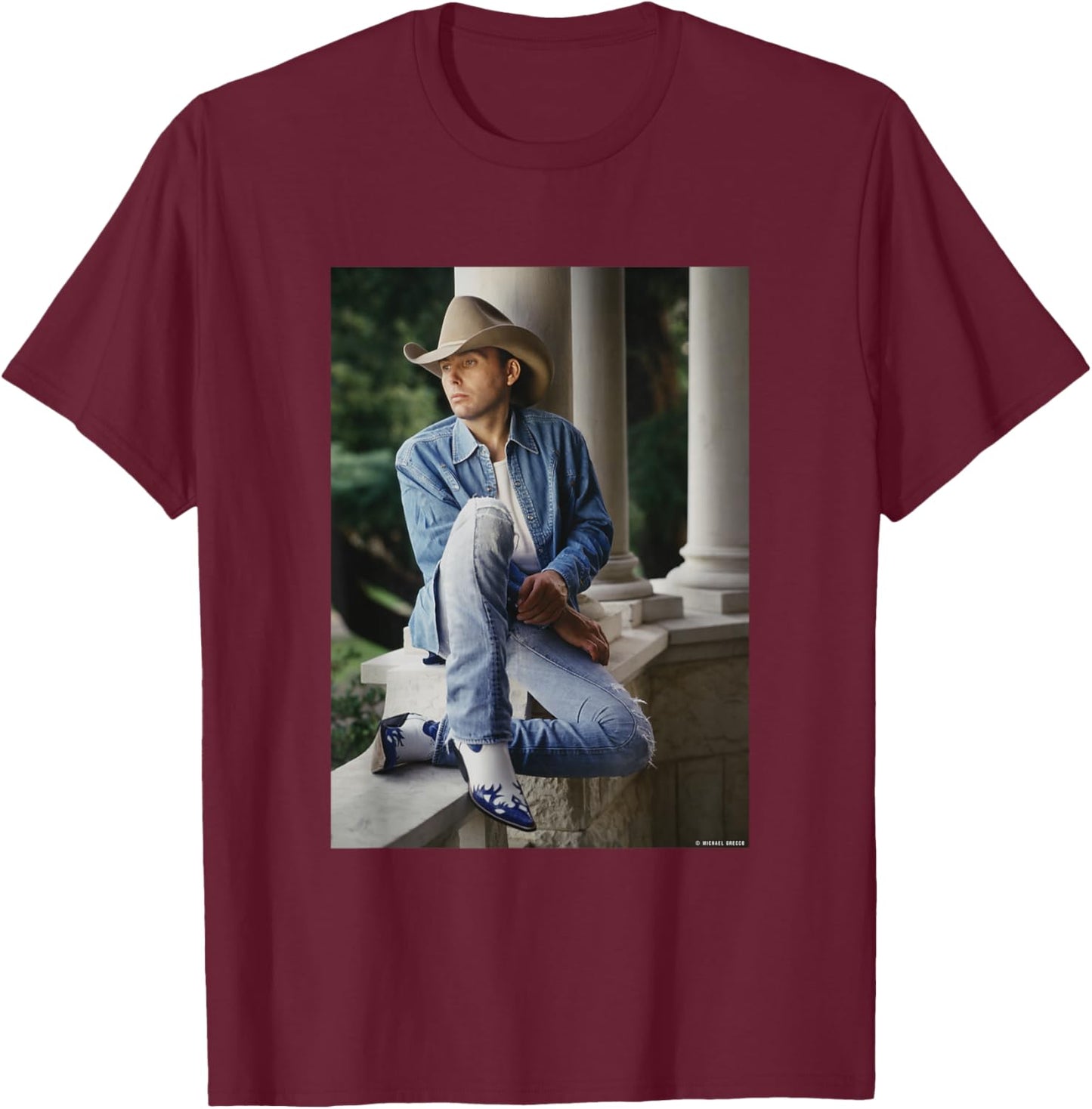 Dwight Yoakam US Singer Songwriter by Michael Grecco T-Shirt - T-Shirt | Maroon