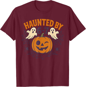 Haunted by 6-7 Retro Halloween 67 Ghost Pumpkin Funny Kids T-Shirt - T-Shirt | Maroon
