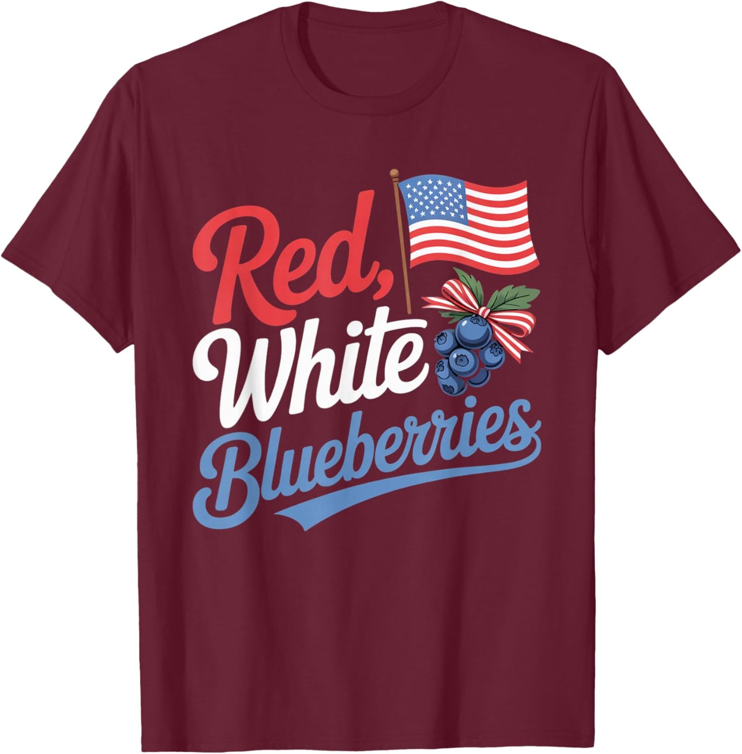 Funny Retro Red, White and Blueberries Patriot T-Shirt - T-Shirt | Maroon