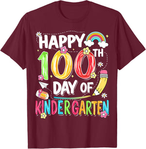 100th Day of School Kids Girls Kindergarten Teachers T-Shirt - T-Shirt | Maroon