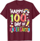 100th Day of School Kids Girls Kindergarten Teachers T-Shirt - T-Shirt | Maroon
