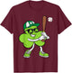 Baseball Saint Patricks Day Boys Kids Sport Green Shamrock T-Shirt - T-Shirt | Maroon