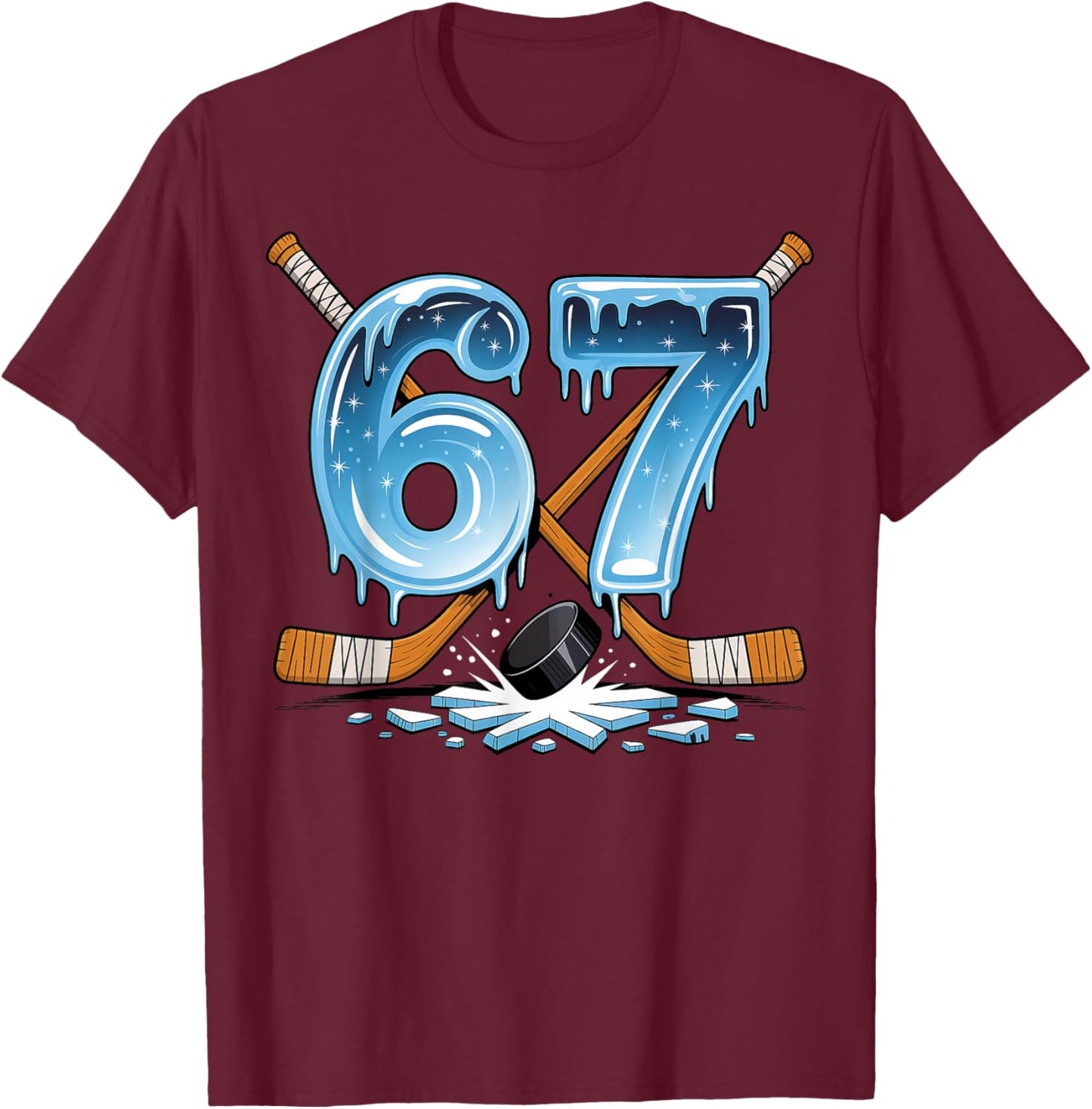 67 Hockey 6 7 T-Shirt - T-Shirt | Maroon