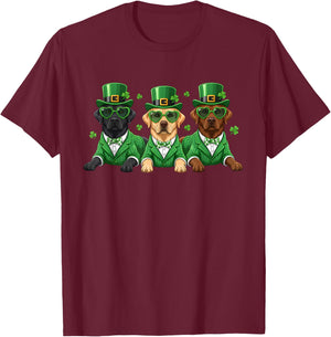 Funny Labrador Retriever Shamrock St Patricks Day Irish Dog T-Shirt - T-Shirt | Maroon