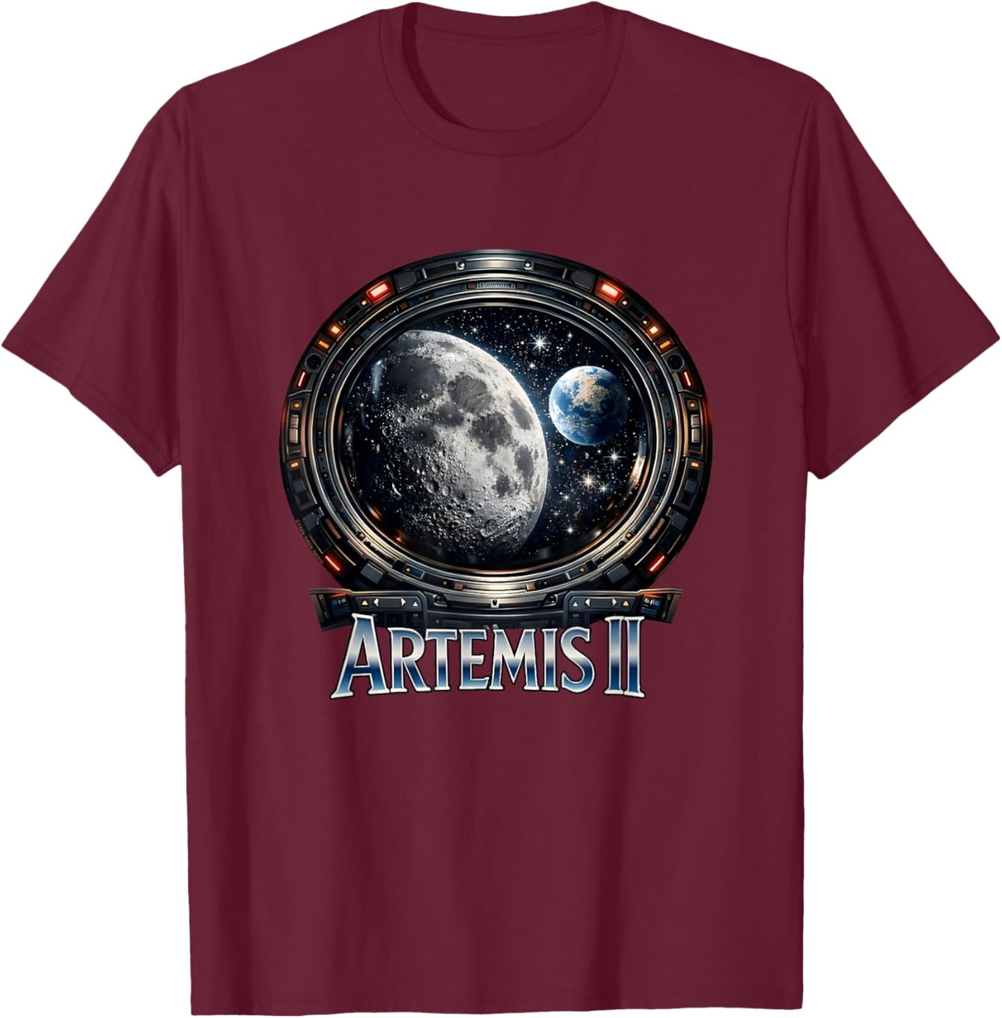 Artemis II 2026 Mission Earth and Moon Artemis 2 T-Shirt - T-Shirt | Maroon