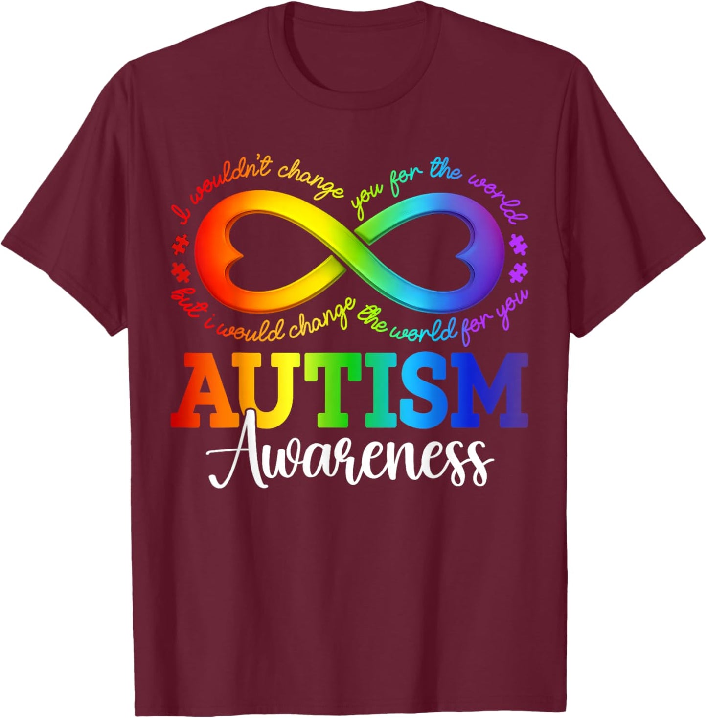 Autism Awareness Acceptance Shirt Infinity Symbol Men Women T-Shirt - T-Shirt | Maroon