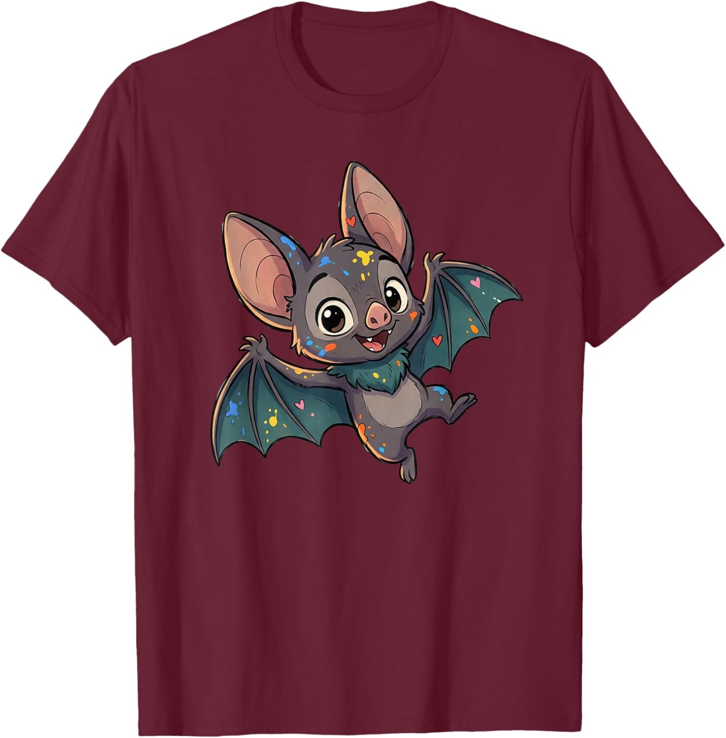 Adorable Colorful Baby Bat for Kids Halloween T-Shirt - T-Shirt | Maroon