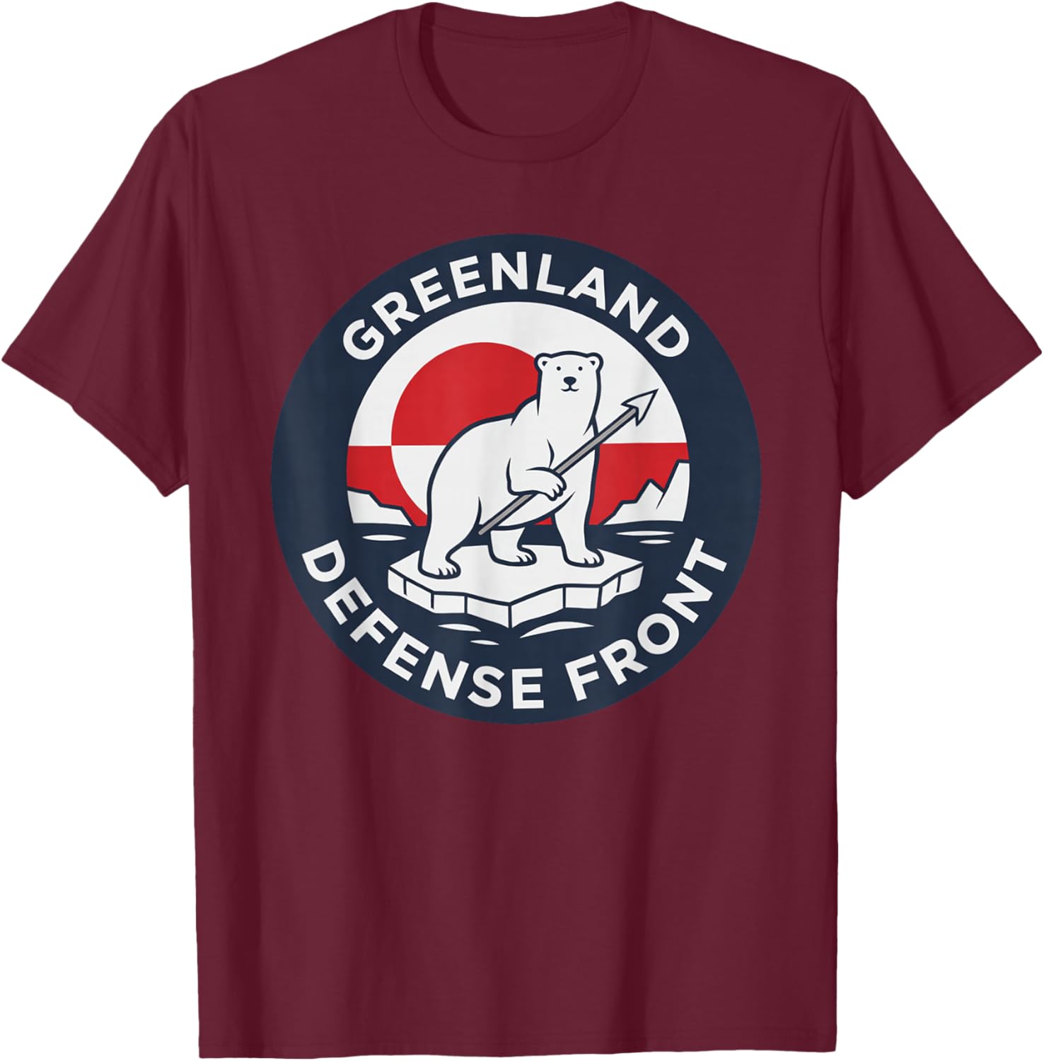 Greenland Guard Polar Bear Spear Arctic Emblem T-Shirt - T-Shirt | Maroon