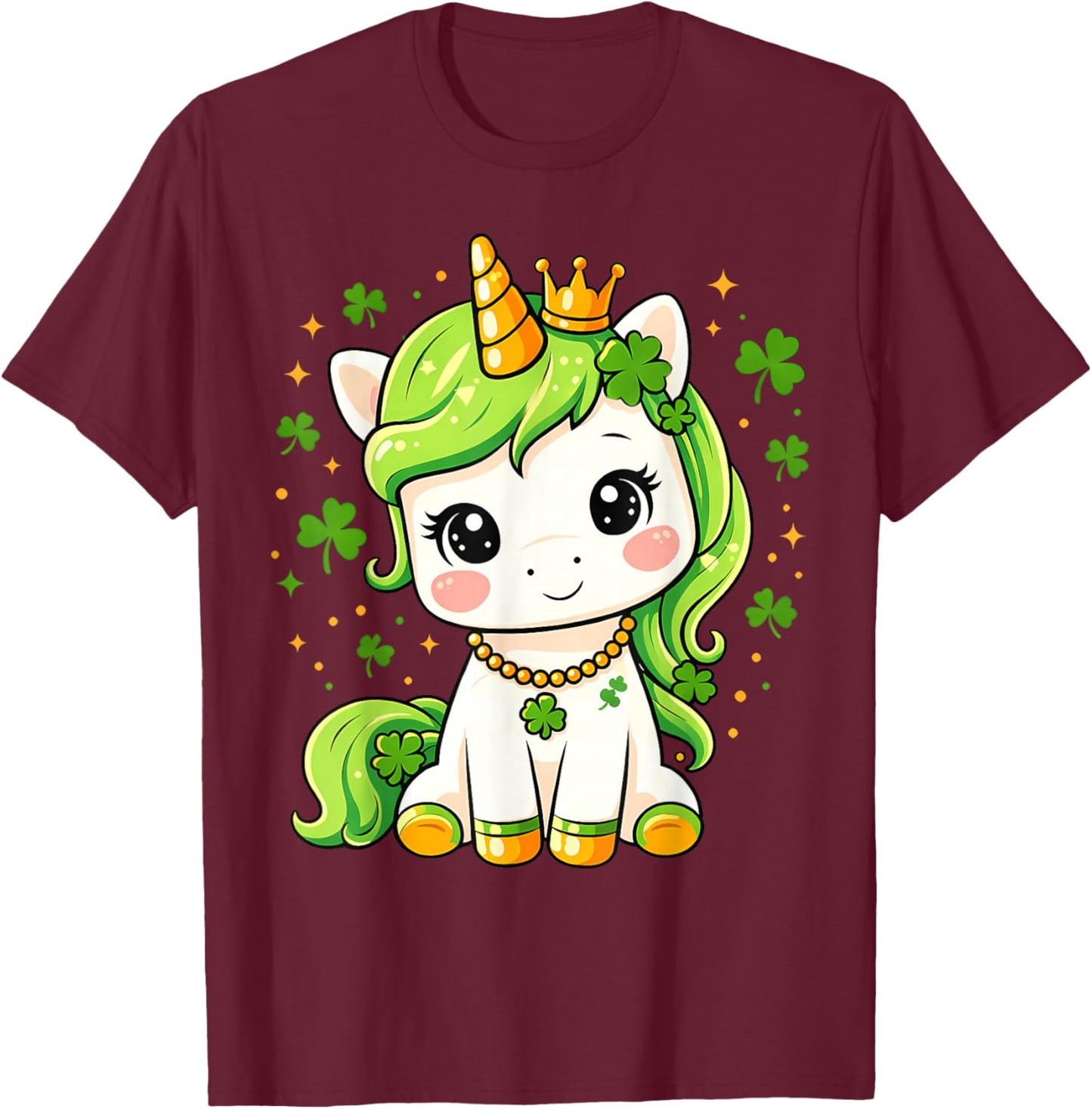 St Patricks Day Cute Unicorn Lepricorn St Pattys Girls Kids T-Shirt - T-Shirt | Maroon