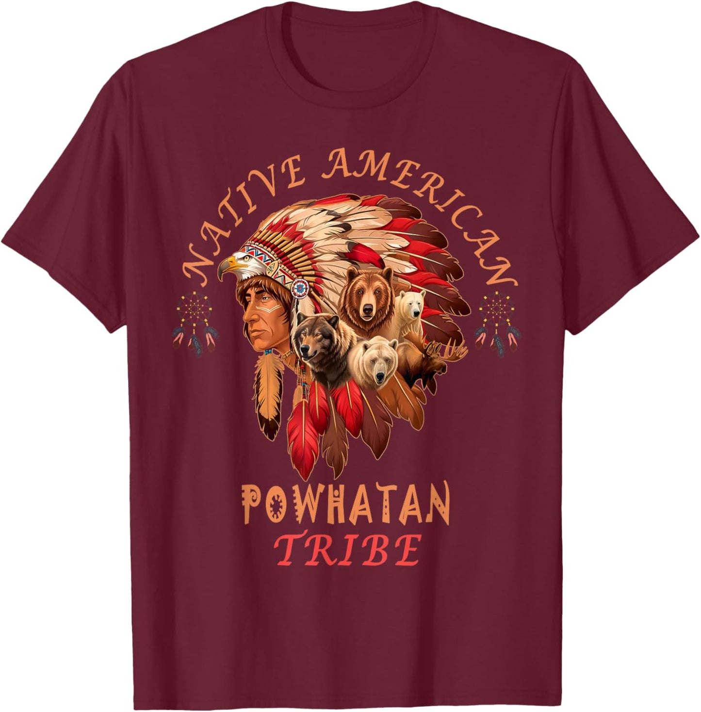 Powhatan Tribe Native American T-Shirt - T-Shirt | Maroon