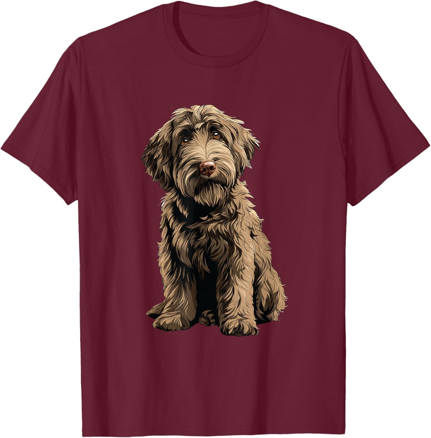 Chocolate Labradoodle Dog Illustration Doodle Dog T-Shirt - T-Shirt | Maroon