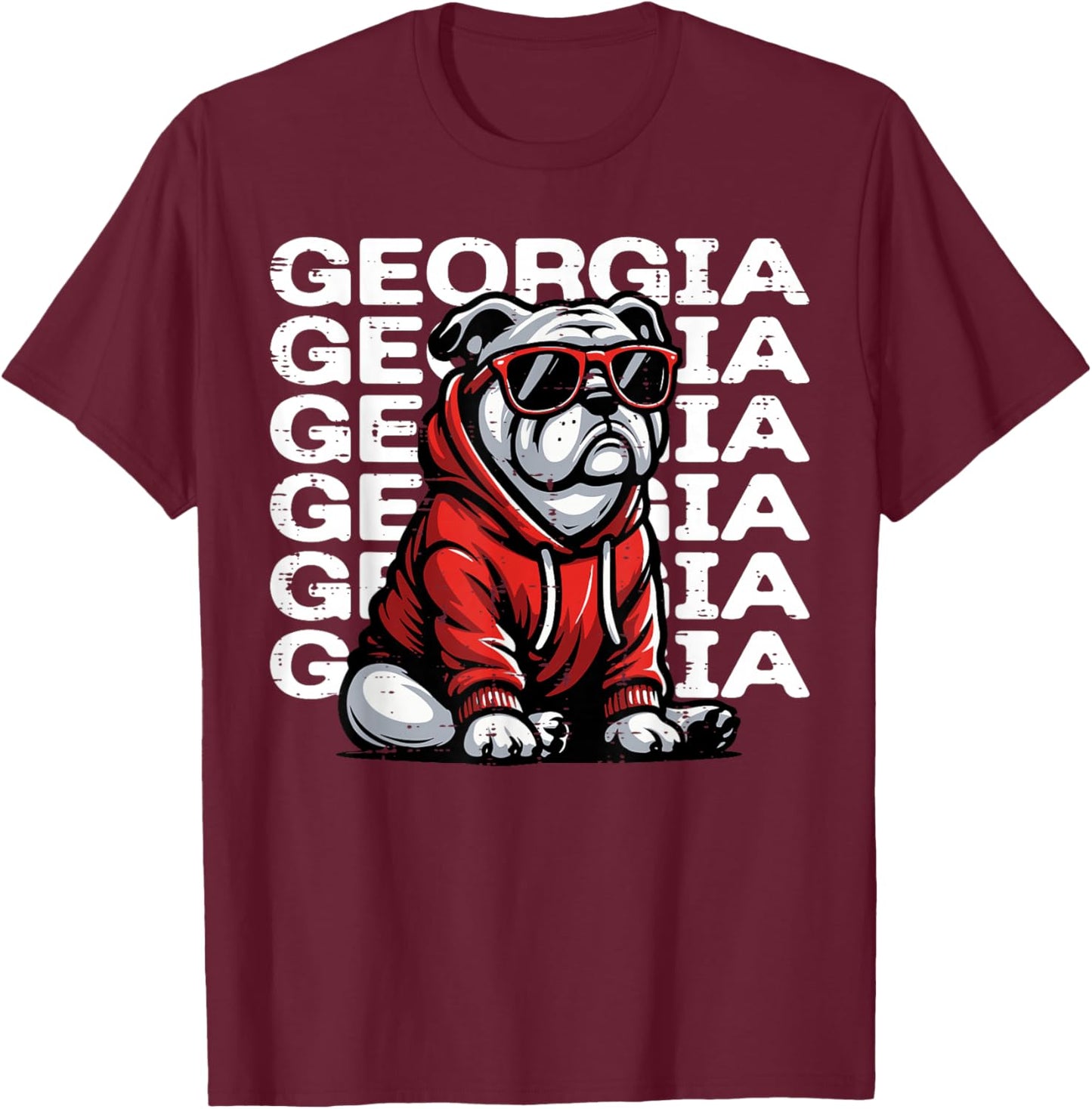 Bulldog Boys Girls Teen Youth Kids Men Women T-Shirt - T-Shirt | Maroon