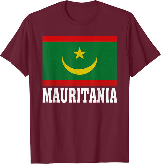 Mauritania Flag Patriotic National Roots Souvenir T-Shirt - T-Shirt | Maroon