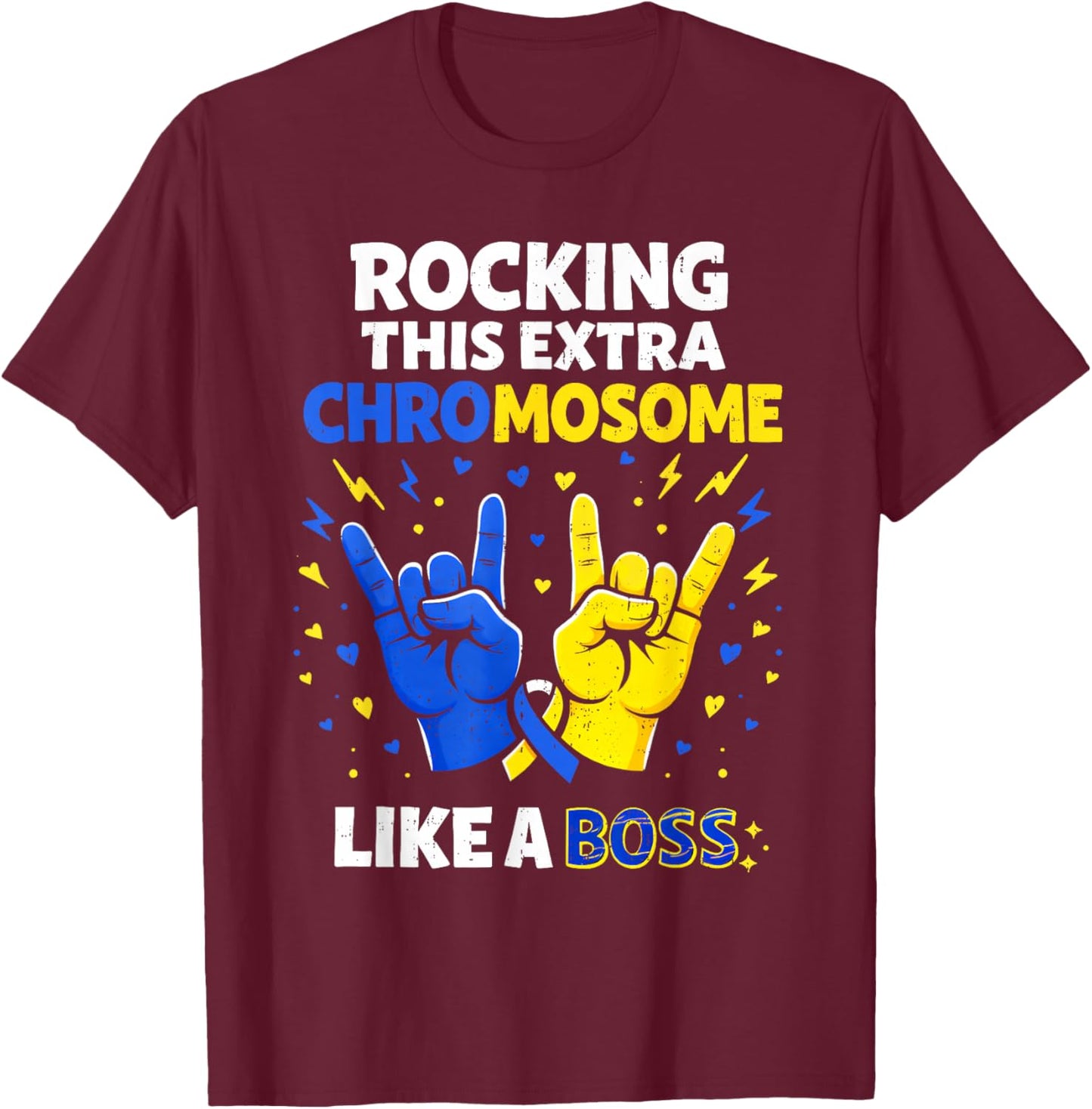 Rocking T21 Trisomy 21 Down Syndrome Awareness Youth Boy Kid T-Shirt - T-Shirt | Maroon