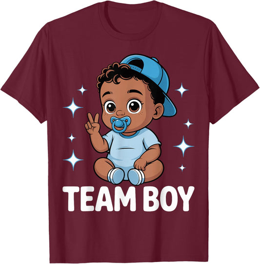 Team Boy Baby Announcement Gender Reveal Family Party T-Shirt - T-Shirt | Maroon