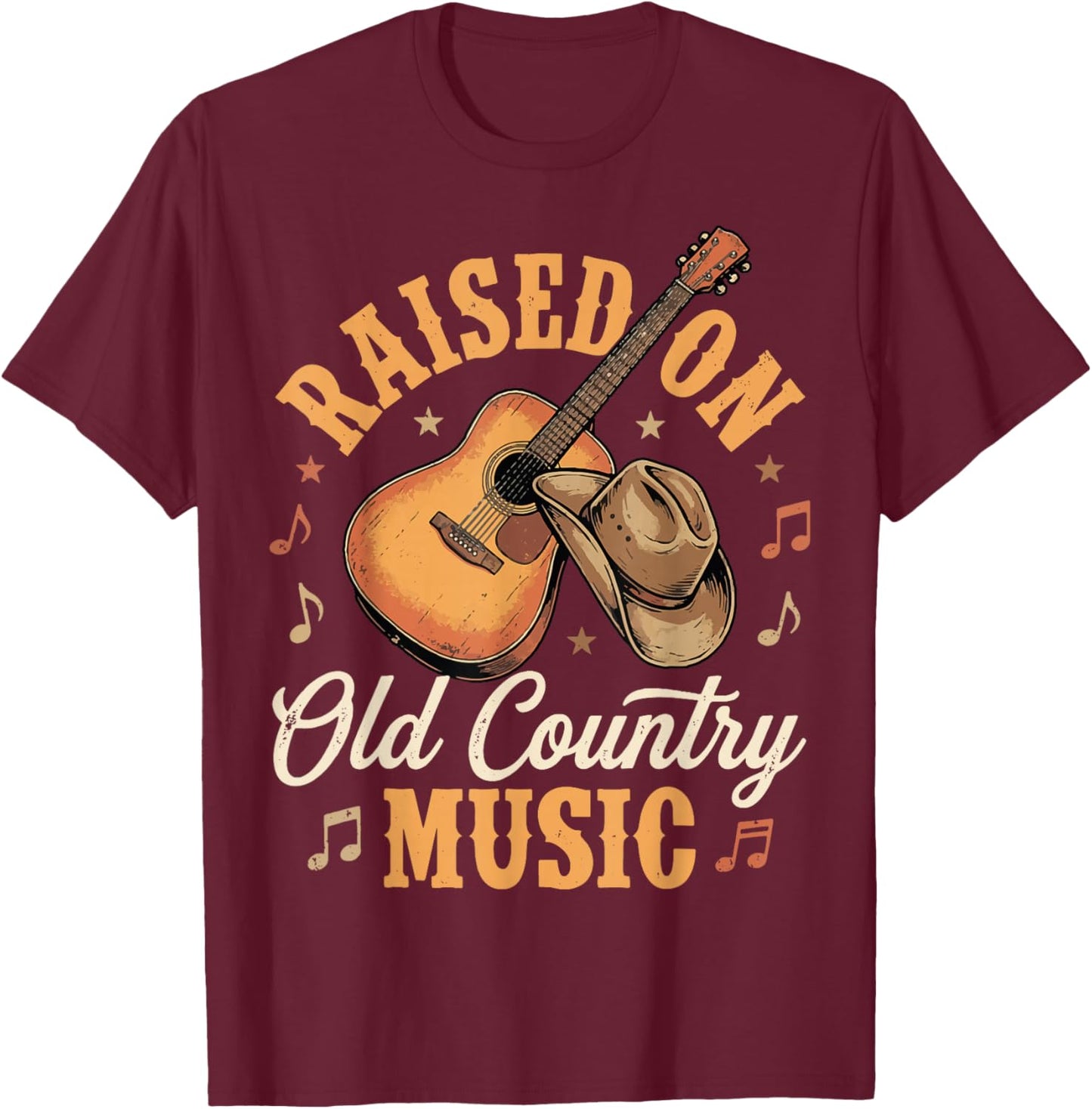 Raised On Old Country Music T-Shirt - T-Shirt | Maroon