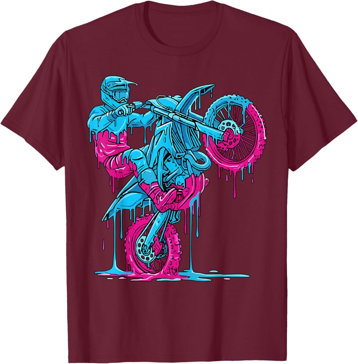 Dirt Bike Rider Drip Motocross T-Shirt - T-Shirt | Maroon