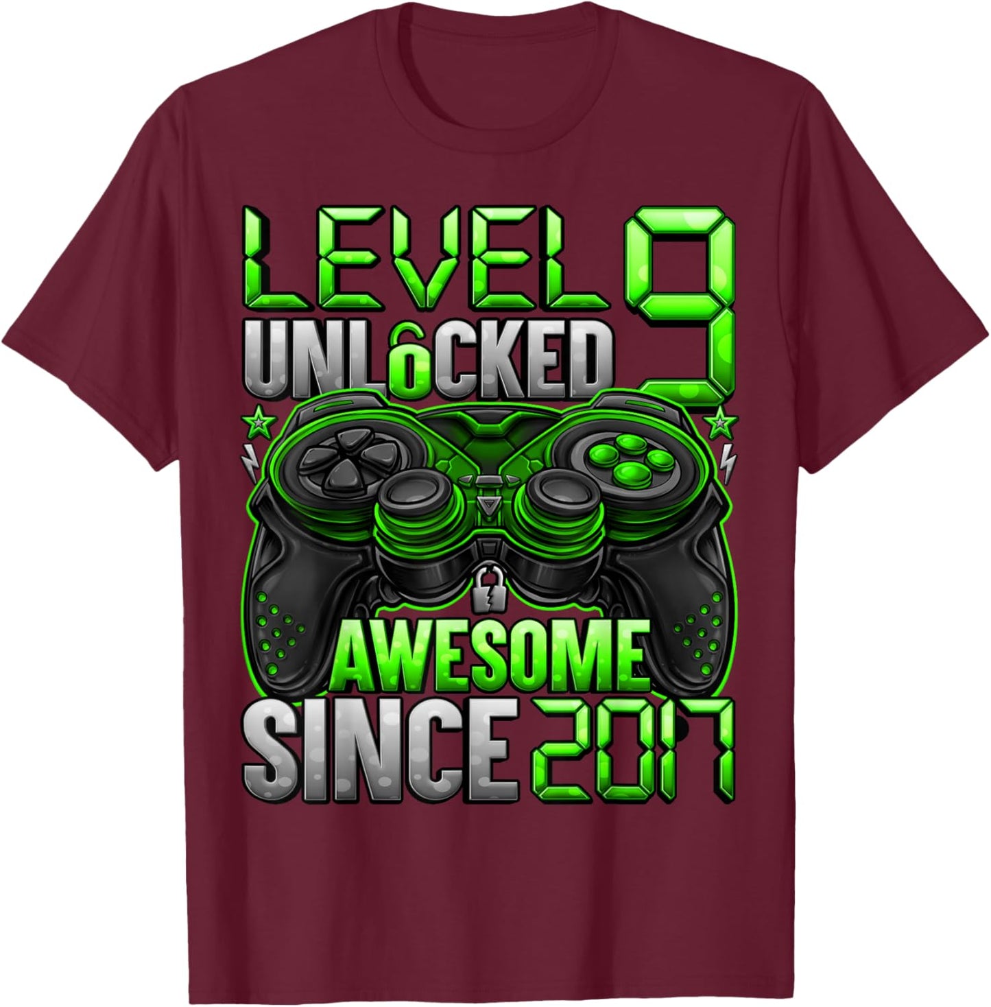 Level 9 Unlocked 9 Year Old Gifts for Boys 9th Birthday Boy T-Shirt - T-Shirt | Maroon