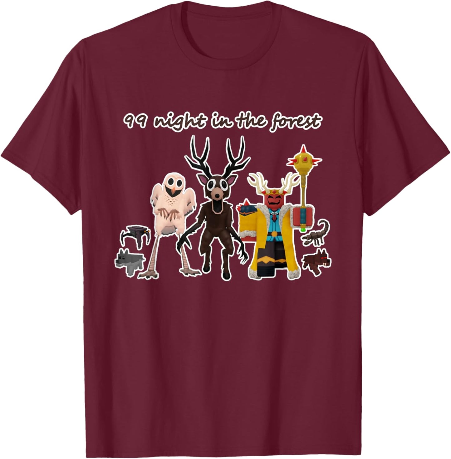 99 Nights Halloween in The Forest Kids Boys Girls Funny T-Shirt - T-Shirt | Maroon
