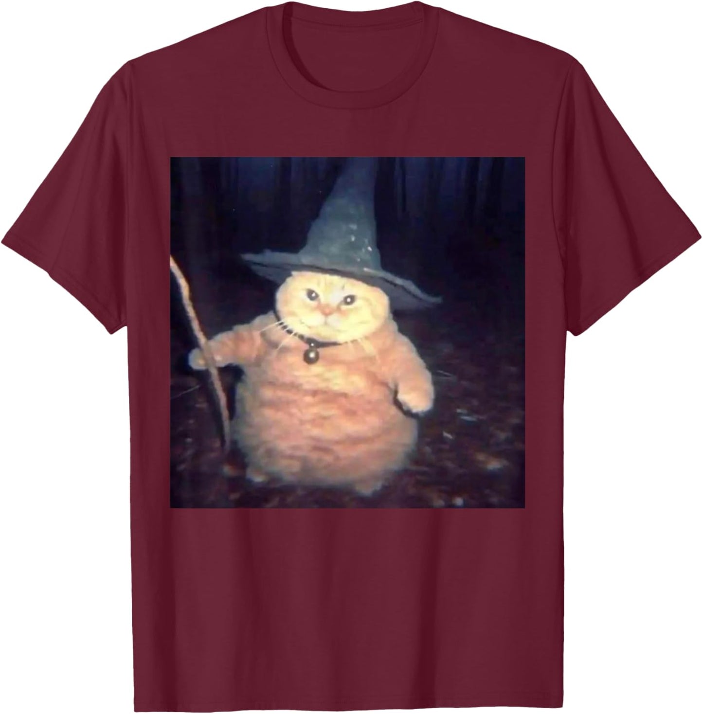 Cute Funny Cat Halloween Cat Meme Wizard Cat Weird Cat Ghost T-Shirt - T-Shirt | Maroon