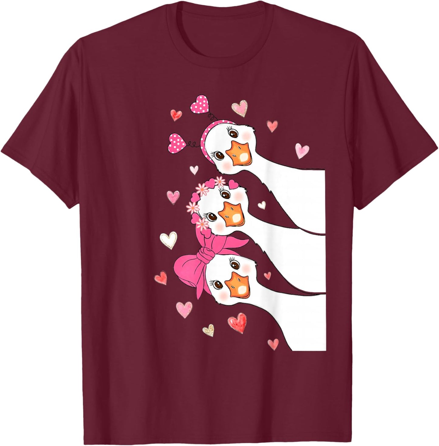 Funny Silly Love Goose Valentine You Make My Heart Go Honk T-Shirt - T-Shirt | Maroon