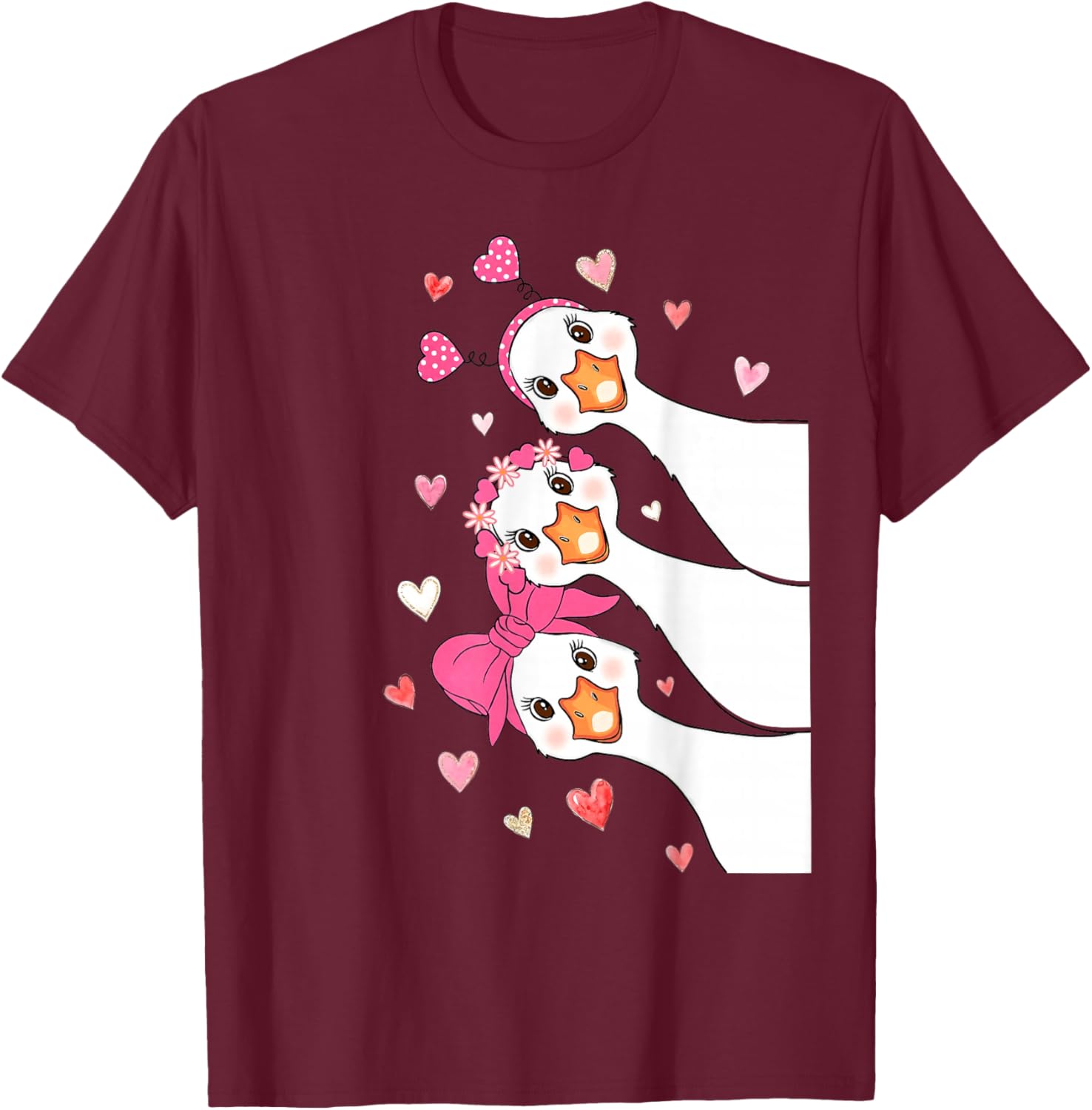 Funny Silly Love Goose Valentine You Make My Heart Go Honk T-Shirt - T-Shirt | Maroon