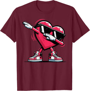 Valentines Day Heart Dab Cute Love Dance Boys Kids Men Women T-Shirt - T-Shirt | Maroon