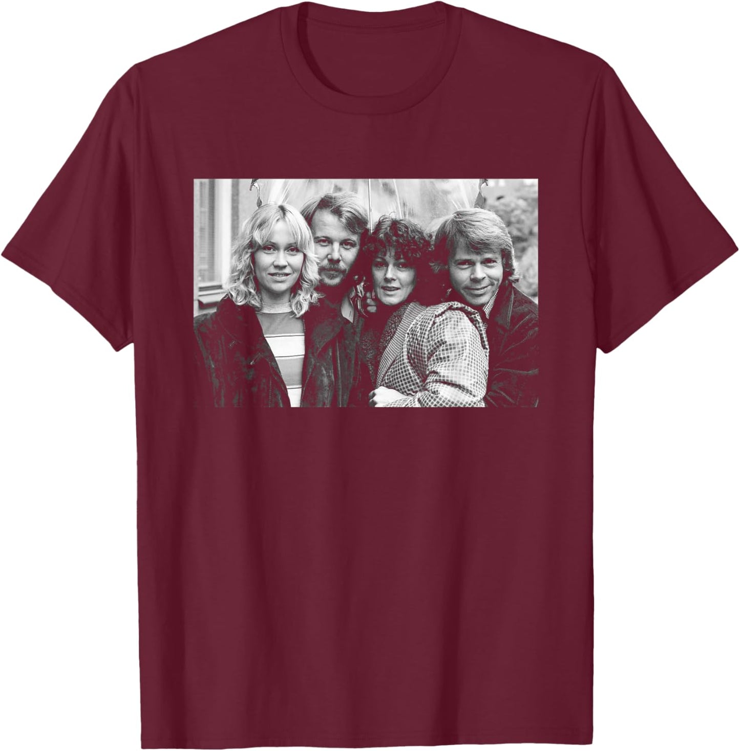 ABBA Swedish Pop Group Portrait Arrival Promo 1976 T-Shirt - T-Shirt | Maroon