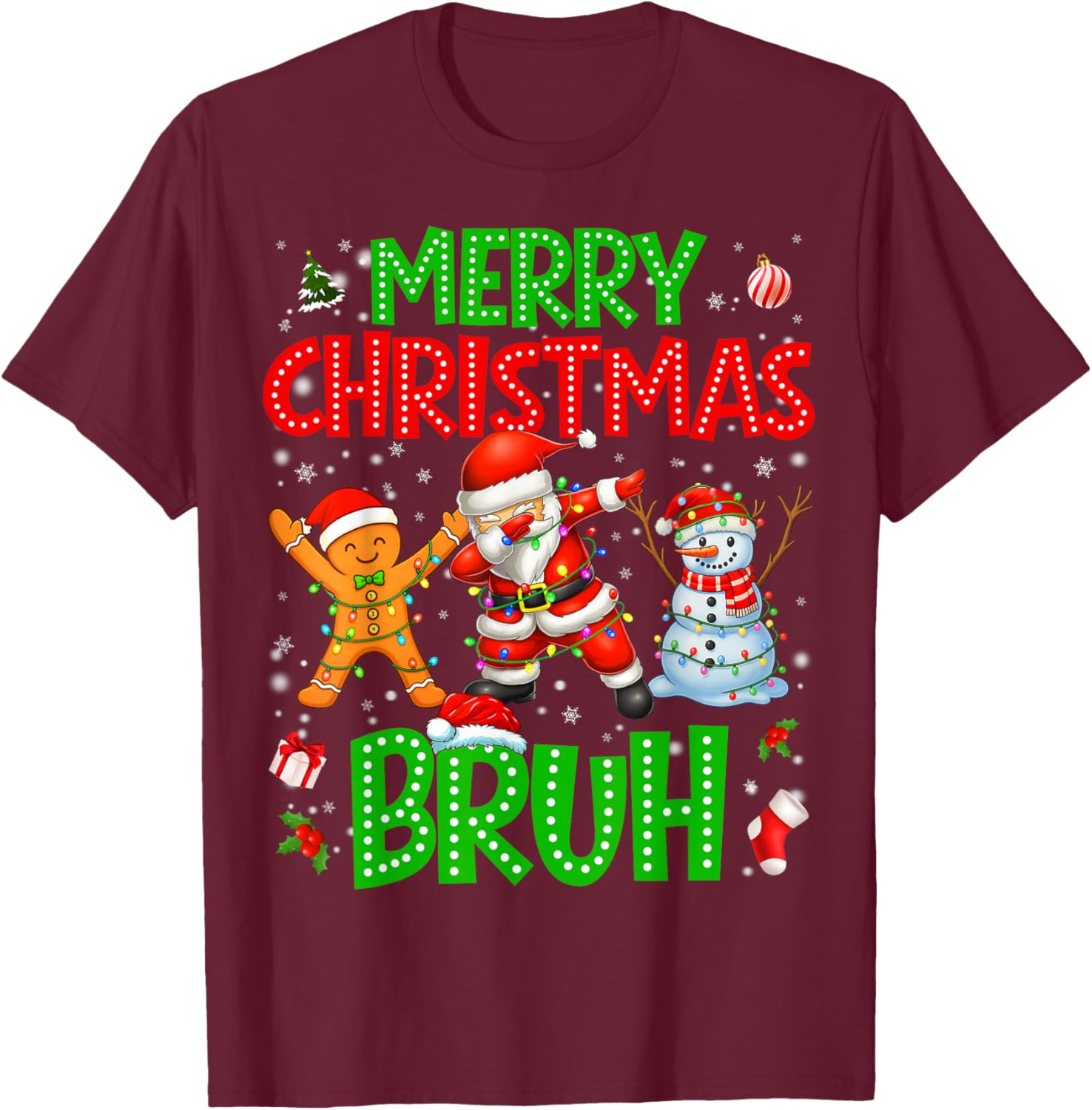 Merry Christmas Bruh Dabbing Santa Xmas Toddler Boy T-Shirt - T-Shirt | Maroon