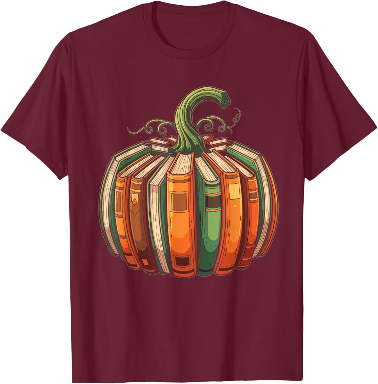Halloween Teacher Shirts Fall Pumpkin Fall Book Shirt T-Shirt - T-Shirt | Maroon