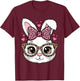 Cute Easter Rabbit Face Leopard Bow Sunglasses Bunny Girls T-Shirt - T-Shirt | Maroon