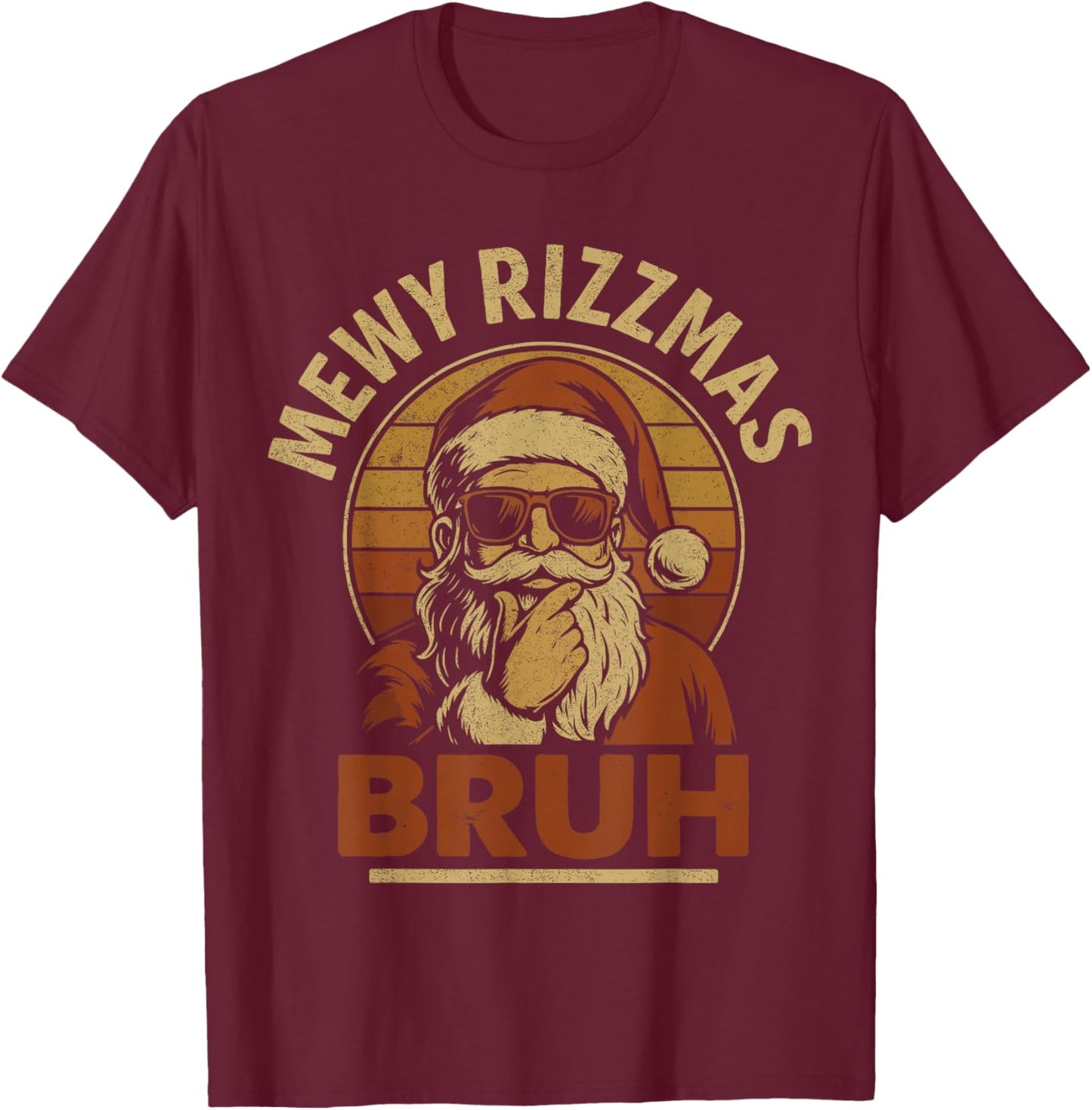 Skibidi Rizzmas Shirt , Rizzler Santa Mewy Rizzmas T-Shirt - T-Shirt | Maroon