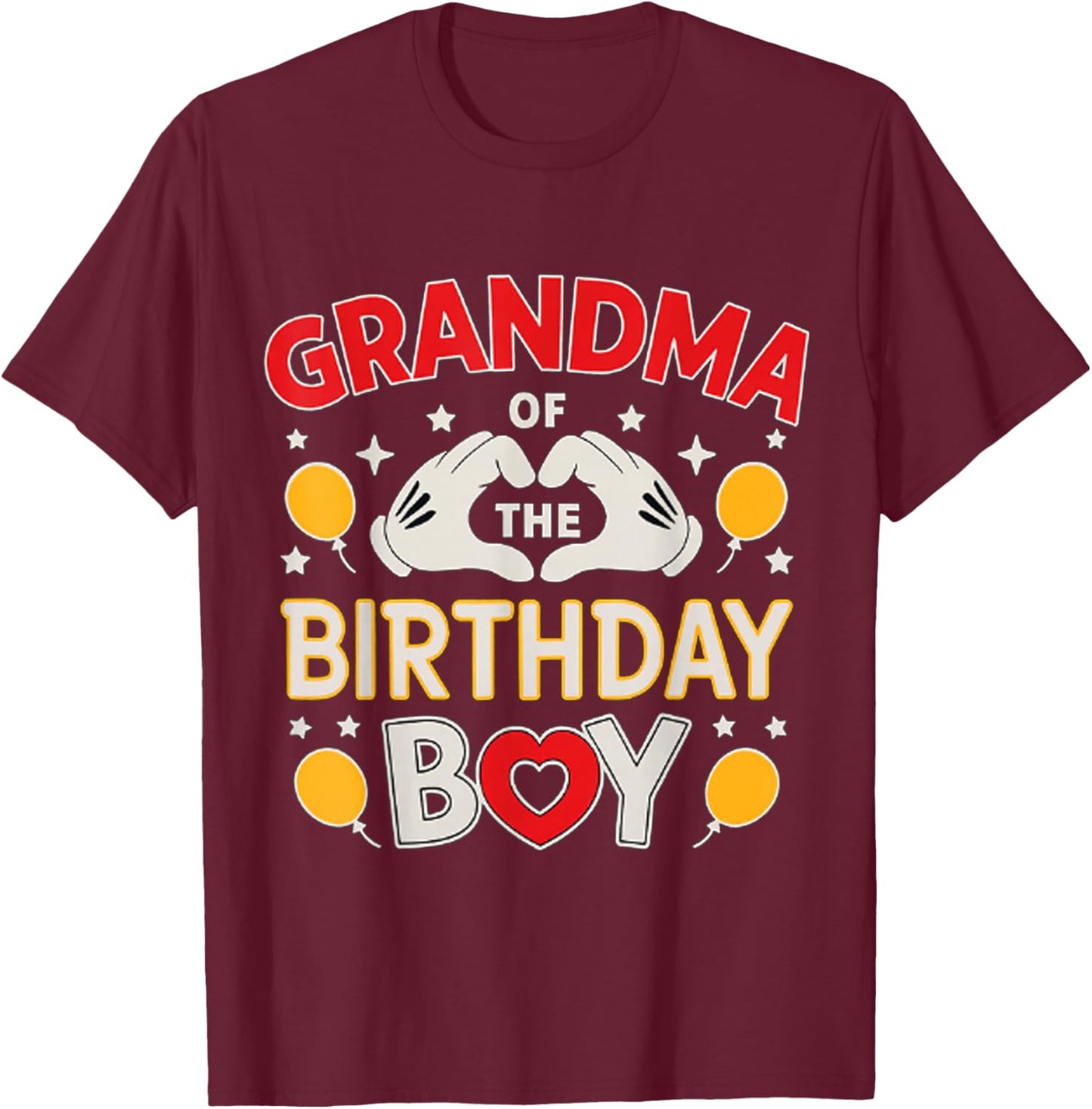 Grandma of The Birthday Boy Family Party Decor Grandson T-Shirt - T-Shirt | Maroon