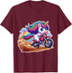 Cute Unicorn Riding Dirt Bike Rider Girls Motocross MX Fan T-Shirt - T-Shirt | Maroon