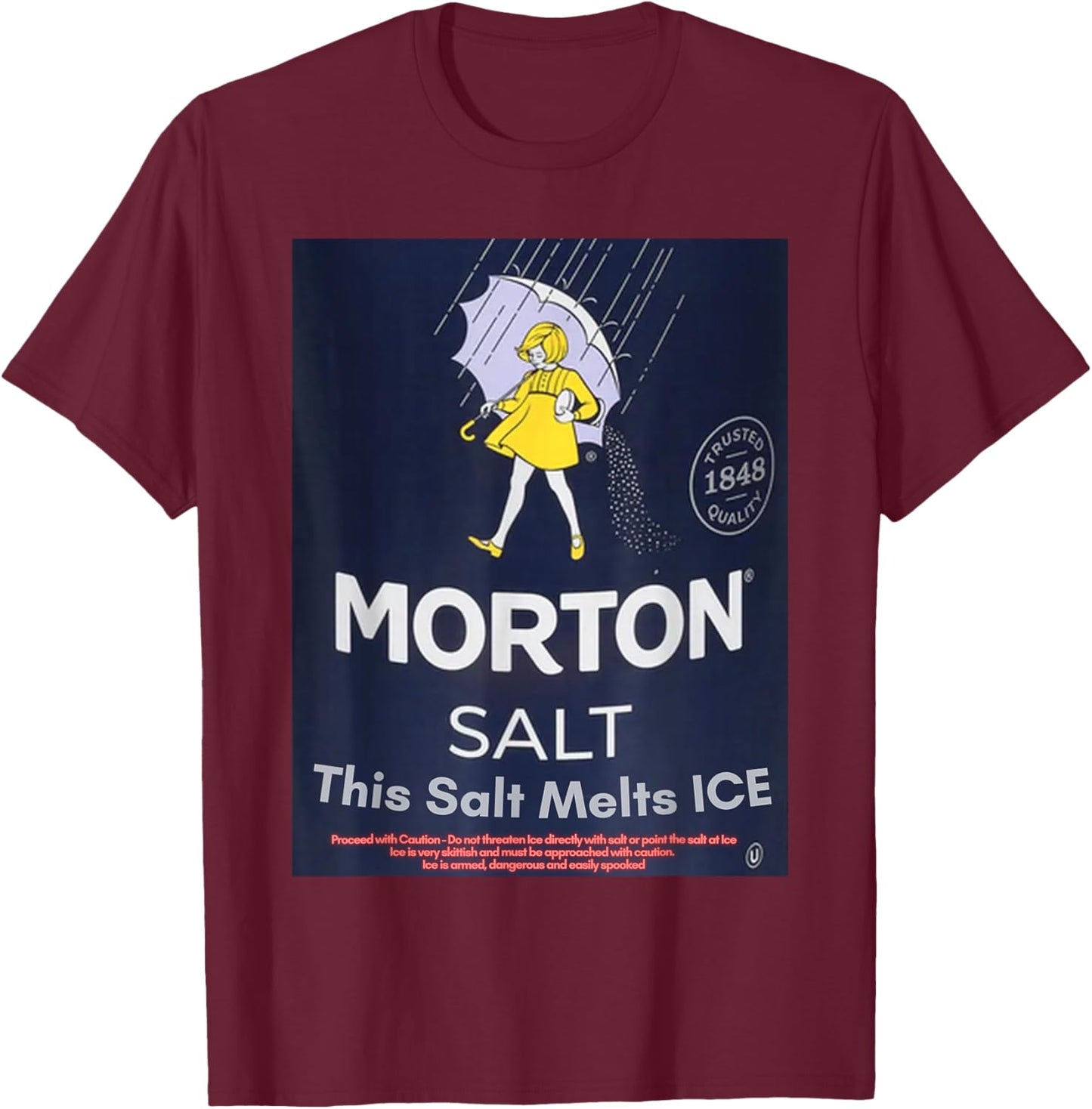 Morton Salt Girl with Umbrella T-Shirt - T-Shirt | Maroon