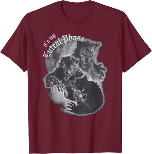Luteal Phase Werewolf - Funny Full Moon T-Shirt - T-Shirt | Maroon