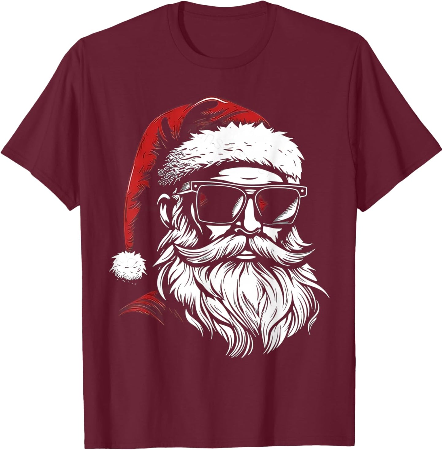 Santa Face Retro Sunglasses Christmas Xmas Men T-Shirt - T-Shirt | Maroon
