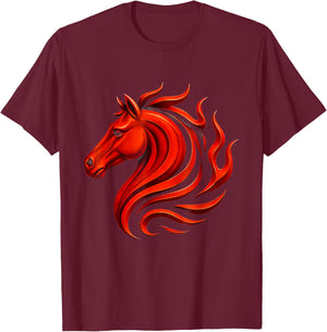 Fire Horse Chinese Zodiac Symbol 2026 Lunar New Year T-Shirt - T-Shirt | Maroon