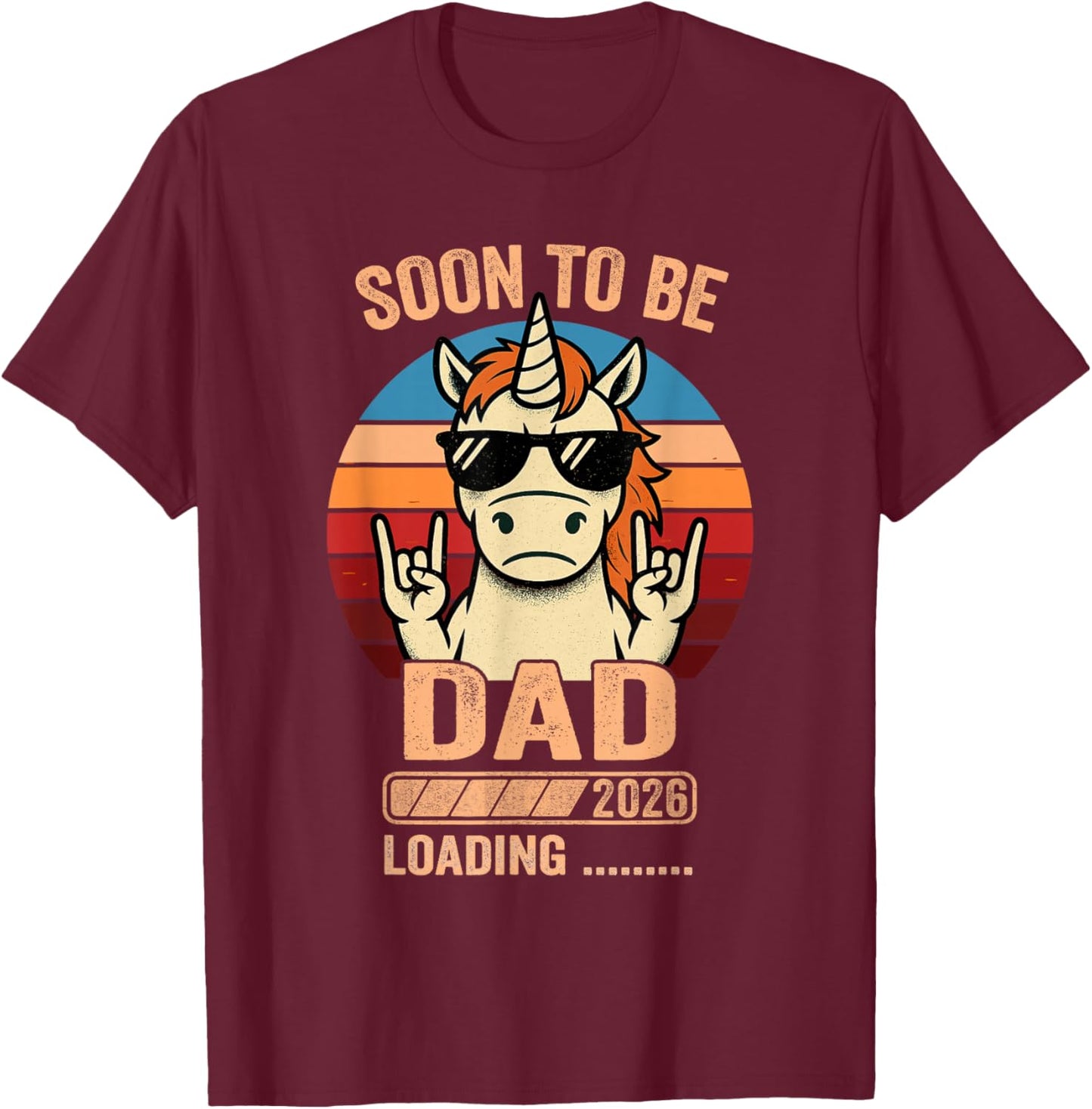 Dad Unicorn to Be Soon to Be Dad 2026 T-Shirt - T-Shirt | Maroon