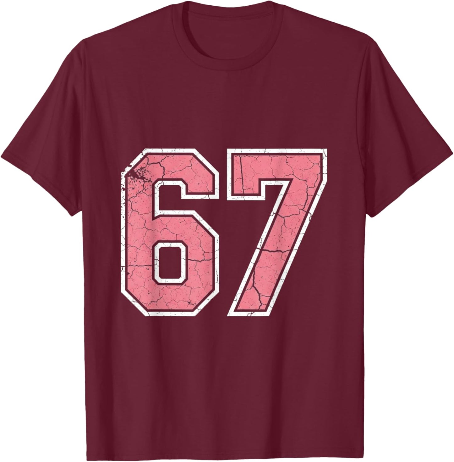 White and Pink Number 67 Jersey Player Uniform #67 Fan T-Shirt - T-Shirt | Maroon