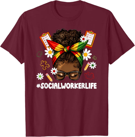 Black Social Worker Life African American Social Workers T-Shirt - T-Shirt | Maroon