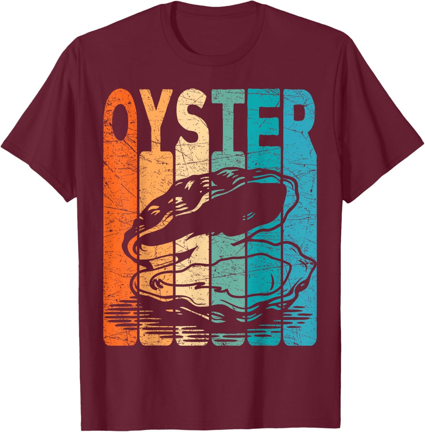 Oyster Vintage Seafood Retro Shellfish T-Shirt - T-Shirt | Maroon
